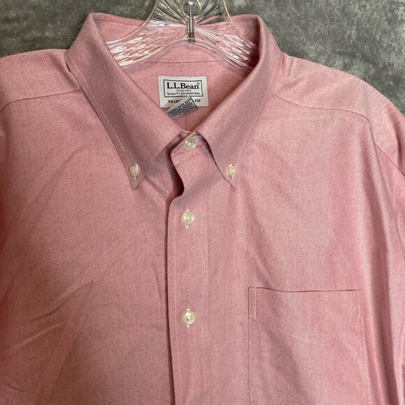 LL Bean Men Classic Preppy Traditional Fit Collared Button Down Dress Shirt 17.5 - Picture 5 of 12